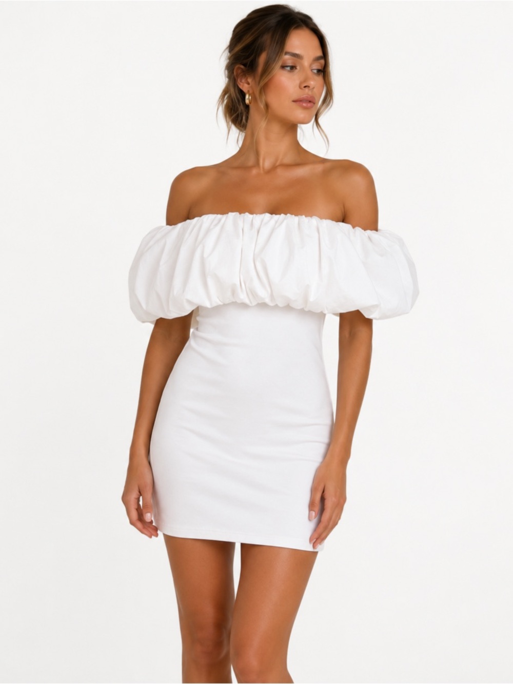 Zara White Off-Shoulder Sundress bodycon